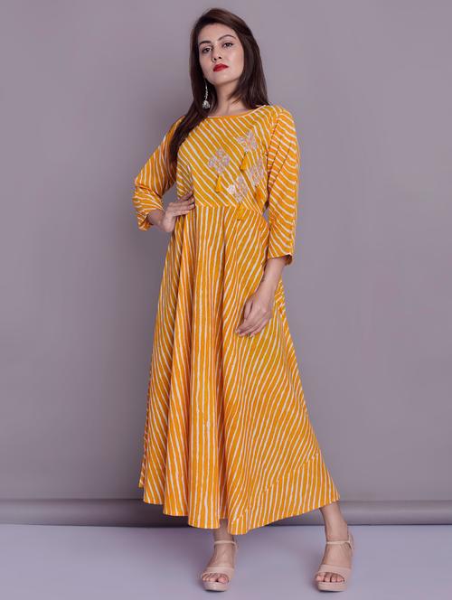 leheriya flared ethnic dress - 16494157 - Very Small Image - 1