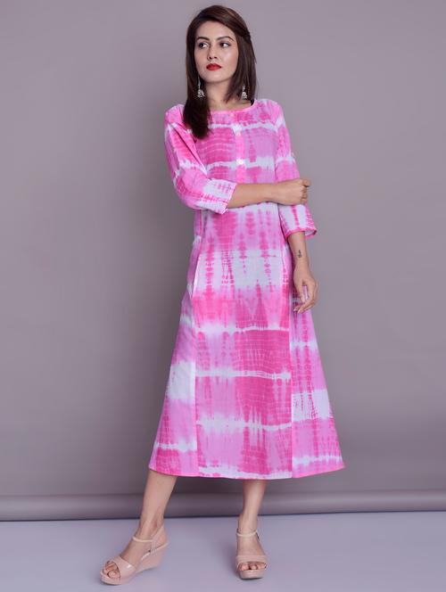 tie & dye a-line ethnic dress - 16494165 - Very Small Image - 1