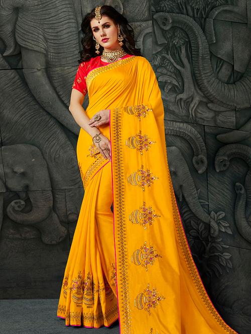 floral embroidered saree with blouse - 16494618 - Very Small Image - 1