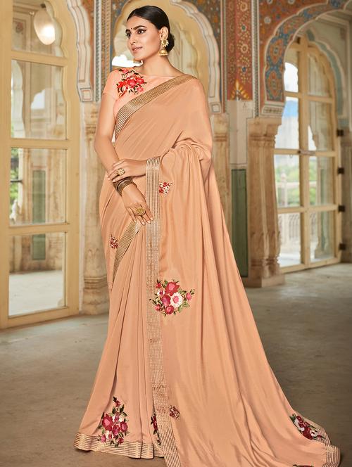 floral embroidered saree with blouse - 16494626 - Very Small Image - 1