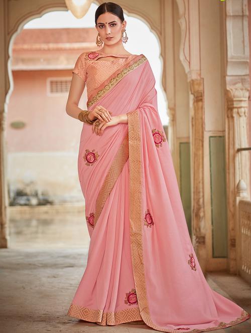 floral embroidered saree with blouse - 16494627 - Very Small Image - 1