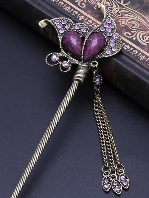 mizorri women elegant purple butterfly bobby hair pin - 16494677 - Very Small Image - 1