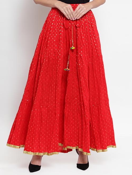 zari motifs flared skirt - 16495329 - Very Small Image - 1