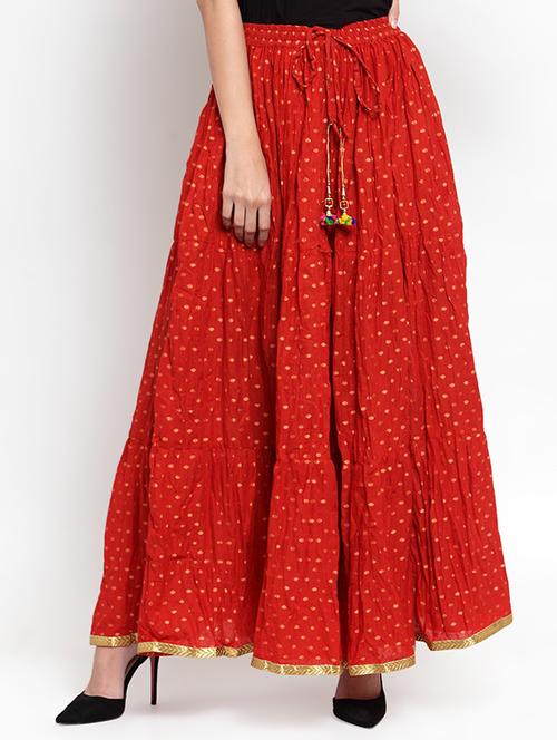 zari motifs flared skirt - 16495330 - Very Small Image - 1