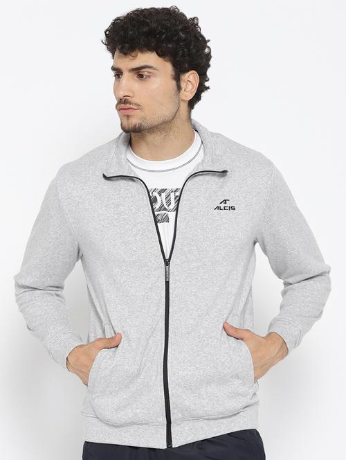 grey solid casual jacket - 16495678 - Very Small Image - 1