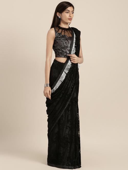 self-design woven saree with blouse - 16495879 - Very Small Image - 1
