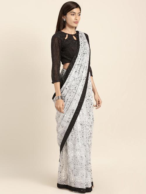 self-design woven saree with blouse - 16495884 - Very Small Image - 1