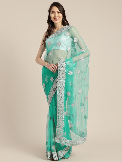 floral embroidered saree with blouse - 16495891 - Very Small Image - 1