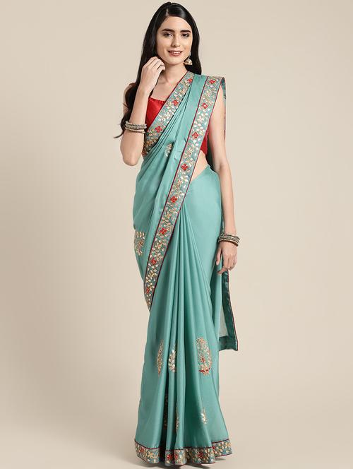 floral embroidered saree with blouse - 16495895 - Very Small Image - 1