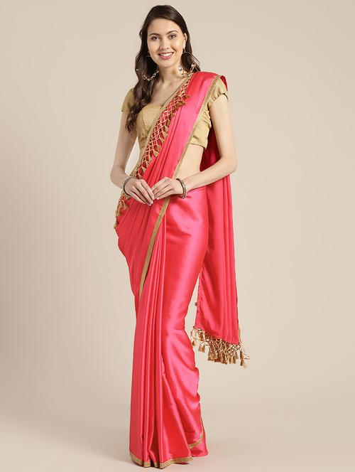 tassels detailed bordered saree with blouse - 16495901 - Very Small Image - 1