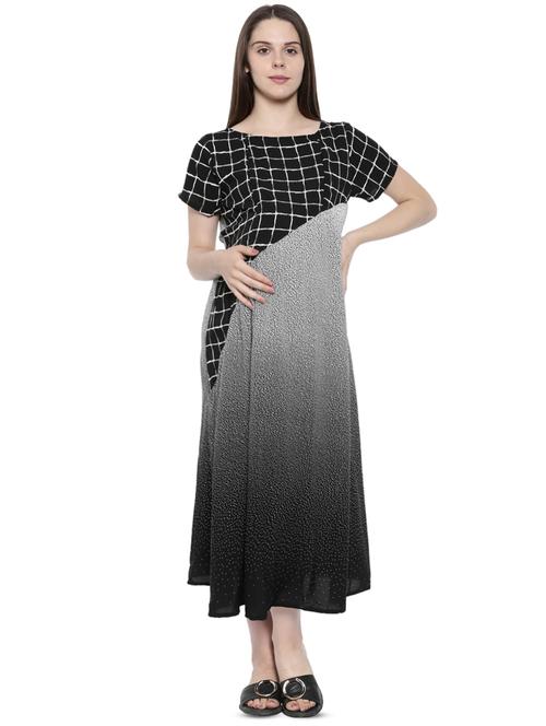 tie back printed maternity wear dress - 16495950 - Very Small Image - 1
