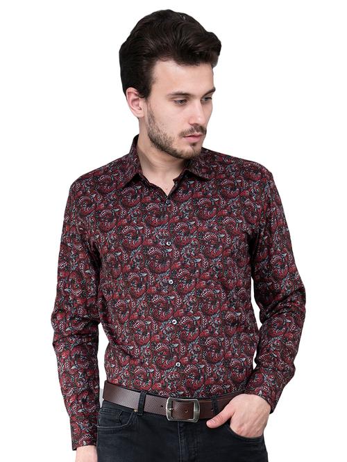 red paisley printed casual shirt - 16495967 - Very Small Image - 1