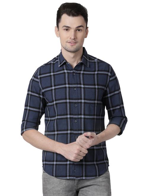 blue windowpane checkered casual shirt - 16497237 - Very Small Image - 1