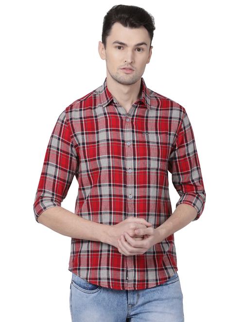 red tartan checkered casual shirt - 16497248 - Very Small Image - 1