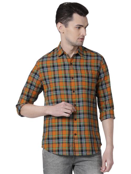 yellow tartan checkered casual shirt - 16497260 - Very Small Image - 1