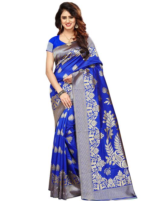 self-design banarasi saree with blouse - 16497528 - Very Small Image - 1