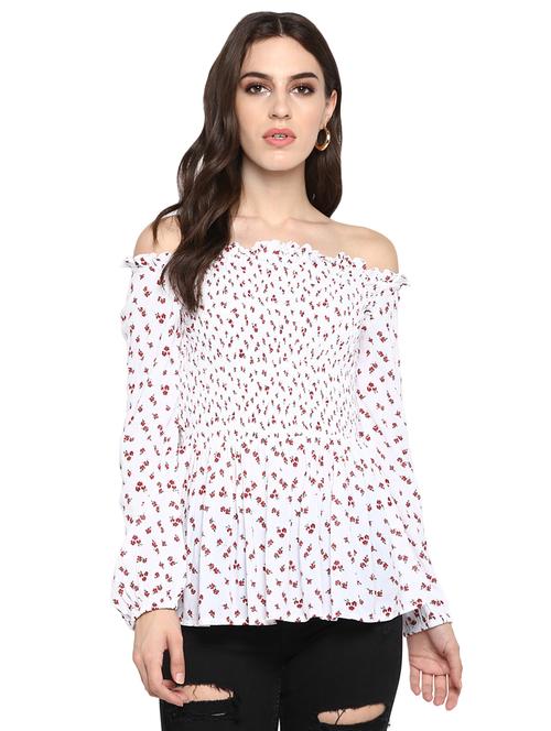 off shoulder floral blouson top - 16498231 - Very Small Image - 1