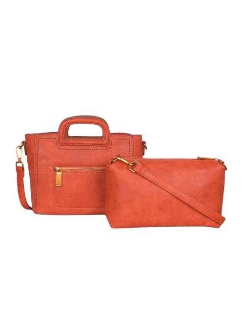 orange leatherette (pu) regular handbag combo - 16498678 - Very Small Image - 1