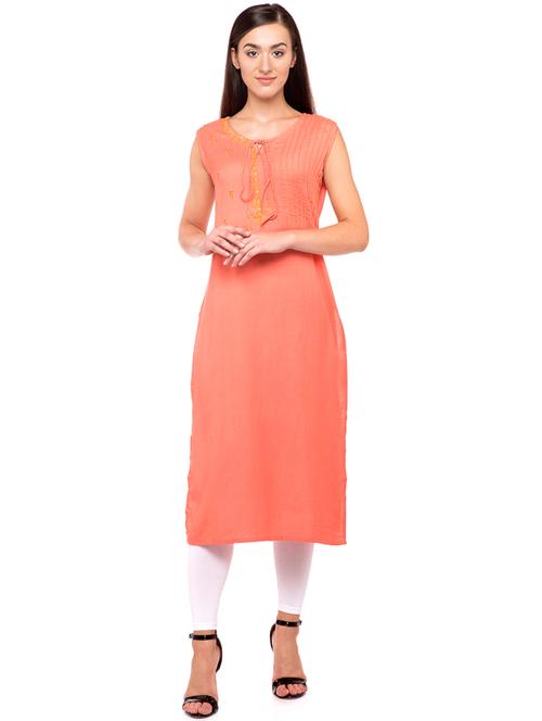embroidered straight solid kurta - 16501059 - Very Small Image - 1