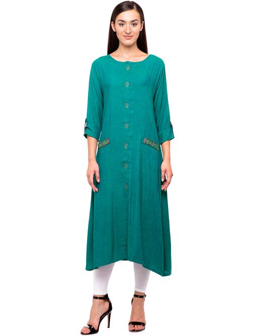 embroidery detailed a-line kurta - 16501063 - Very Small Image - 1