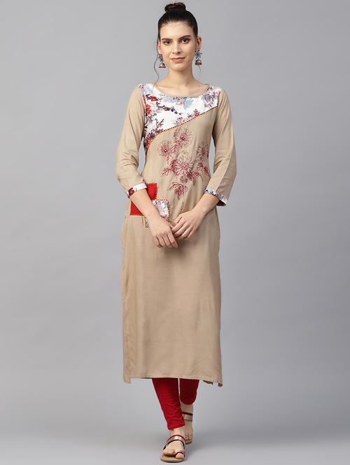 floral straight kurta - 16501146 - Very Small Image - 1