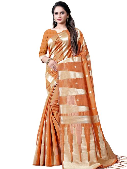 self-design banarasi saree with blouse - 16501284 - Very Small Image - 1
