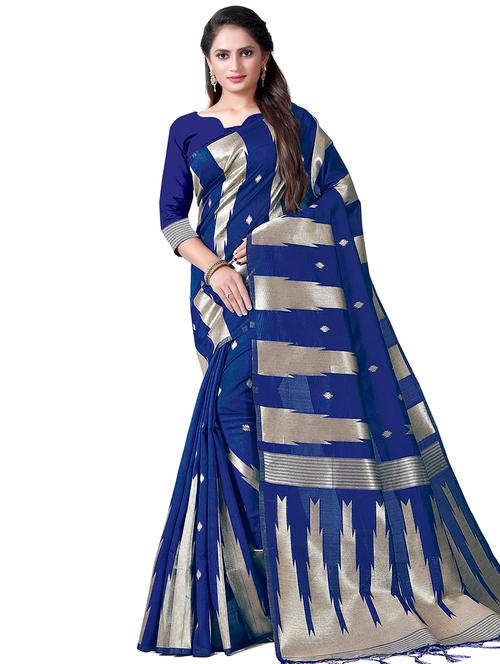 self-design banarasi saree with blouse - 16501285 - Very Small Image - 1