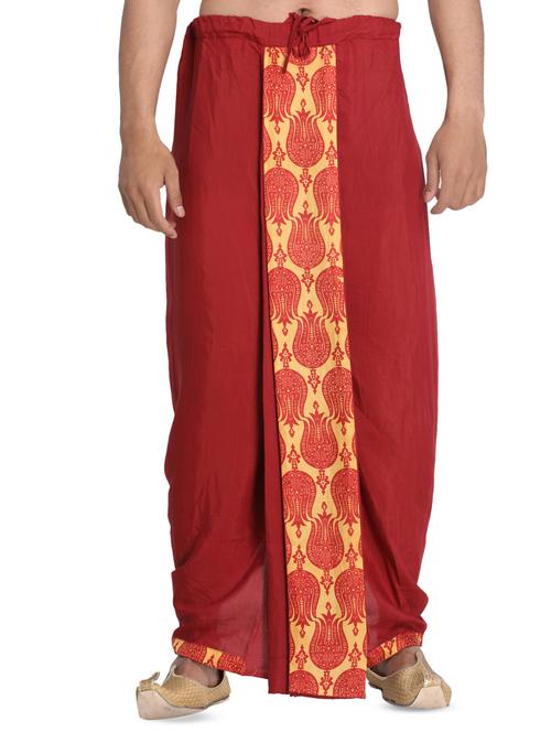 maroon printed dhoti - 16501514 - Very Small Image - 1