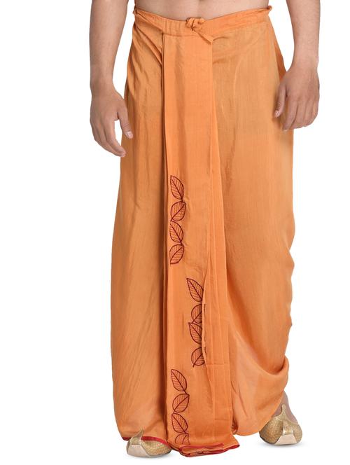 orange solid dhoti - 16501516 - Very Small Image - 1