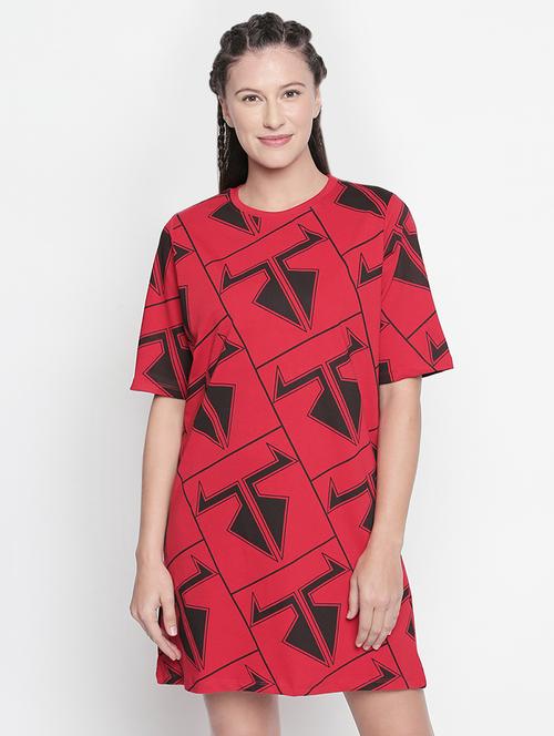 crew neck abstract shift dress - 16501574 - Very Small Image - 1