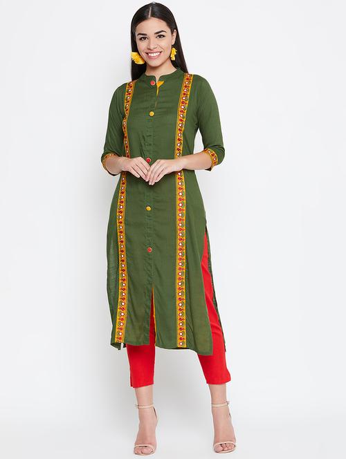 embroidered straight kurta - 16502283 - Very Small Image - 1