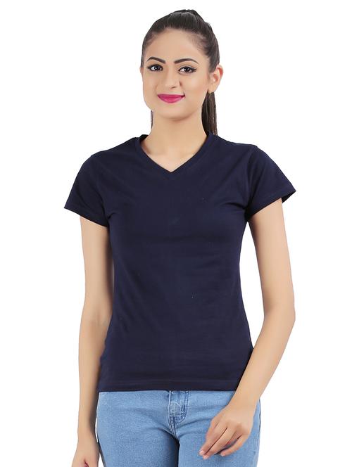 women's plain v neck t-shirt - 16502952 - Very Small Image - 1