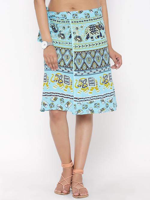 high rise block print wrap skirt - 16503100 - Very Small Image - 1