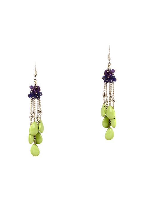 green metal drop earring - 16503780 - Very Small Image - 1