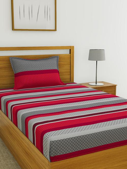 cotton single bedsheet with 1 pillow cover. - 16504677 - Very Small Image - 1