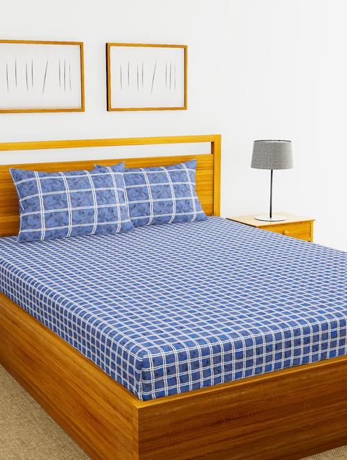 cotton double bedsheet with 2 pillow covers. - 16504682 - Very Small Image - 1