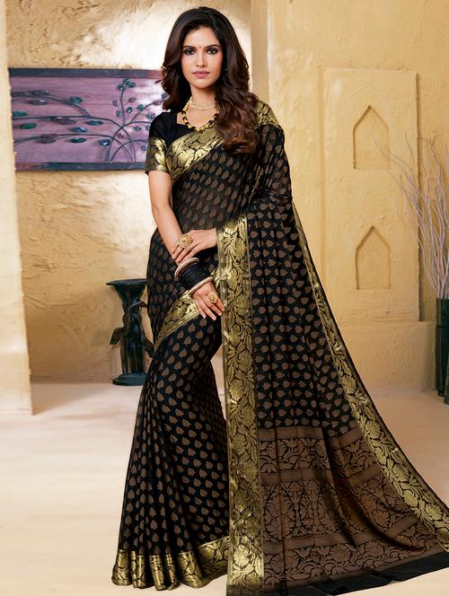 self-design woven saree with blouse - 16504939 - Very Small Image - 1