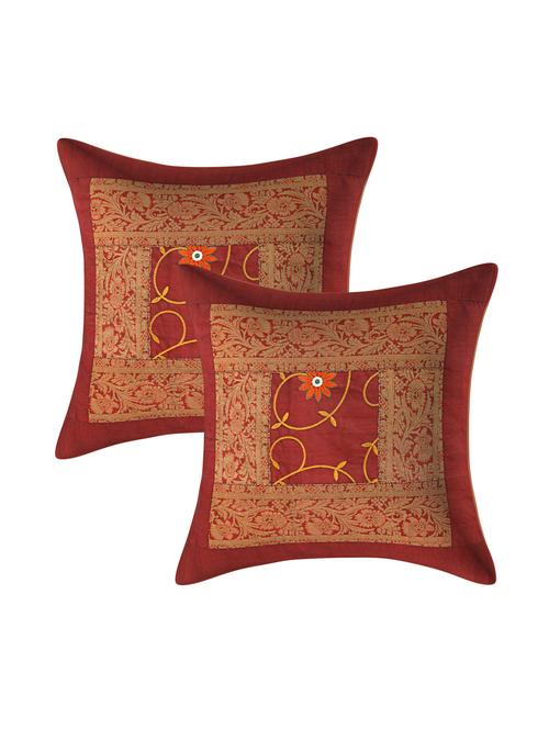 embroidered-2 piece standard size cushion cover set - 16504978 - Very Small Image - 1