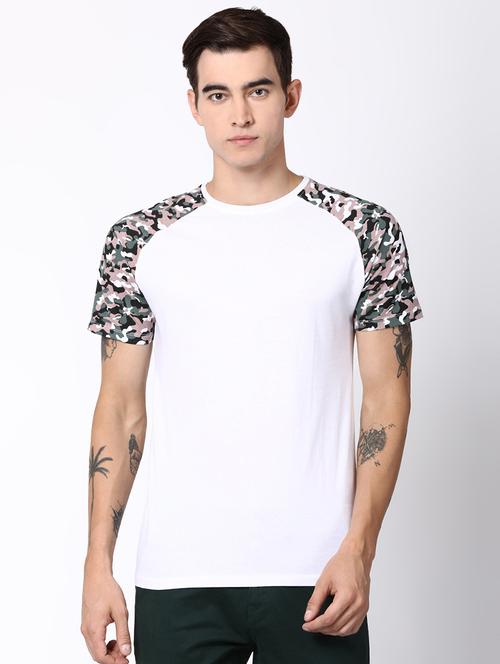white camouflage print raglan t-shirt - 16505579 - Very Small Image - 1