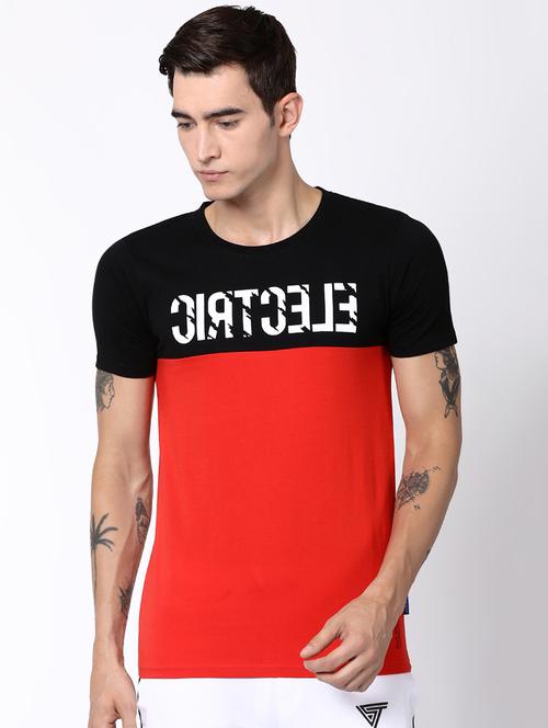 red typographic chest print t-shirt - 16505636 - Very Small Image - 1