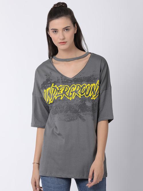 choker neck graphic tee - 16505700 - Very Small Image - 1