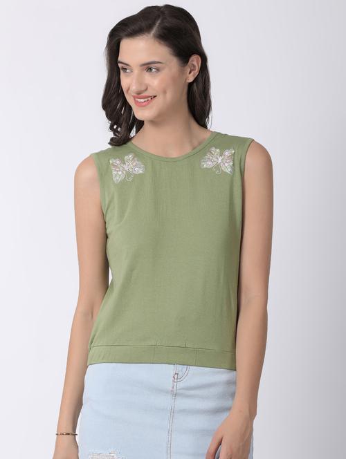 tie back embroidered detail top - 16505710 - Very Small Image - 1