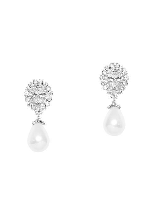 white brass drop earring - 16506364 - Very Small Image - 1