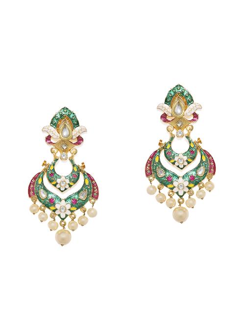 gold metal chandballi earring - 16506489 - Very Small Image - 1
