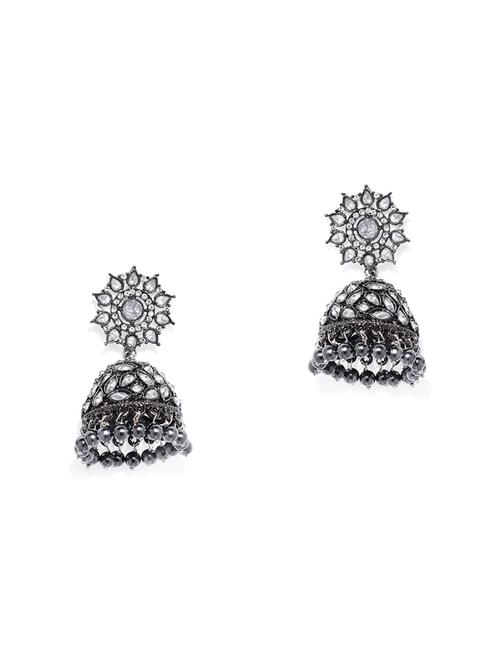 gold brass jhumka earring - 16506547 - Very Small Image - 1