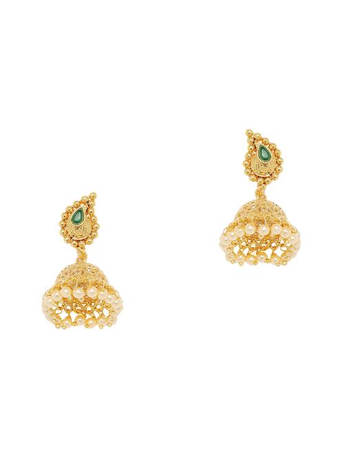 gold brass jhumka earring - 16506593 - Very Small Image - 1
