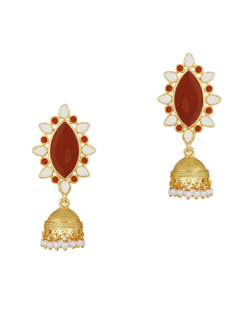gold metal jhumka earring - 16506641 - Very Small Image - 1