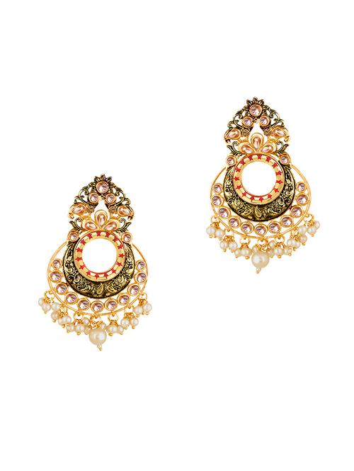 gold metal chandballi earring - 16506654 - Very Small Image - 1