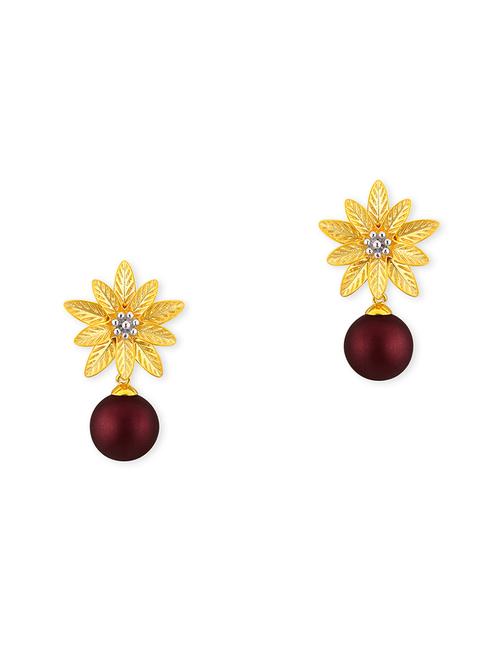 gold brass drop earring - 16506680 - Very Small Image - 1