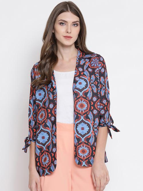 lapel neck tie knot sleeved jacket - 16506745 - Very Small Image - 1